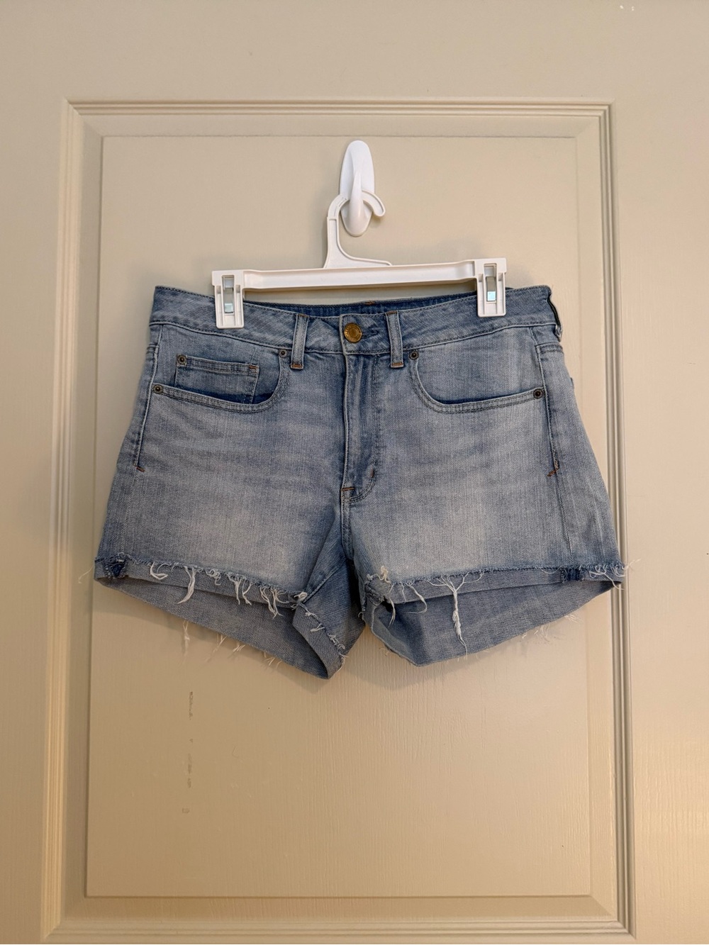 American Eagle Outfitters Light Blue Frayed Denim Shorts